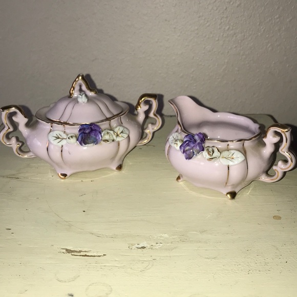 Marco Lavender W/Flowers Porcelain Sugar/Creamer - Picture 1 of 8